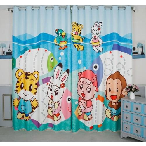 Custom Window Curtains for Living Room Bedroom Nursery Kid Children Room Window Tulle Sheer Drapes Tiger Rabbit Sheep Monkey Run
