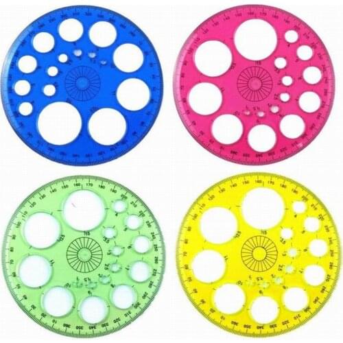 QONE 300 Pieces Colorful 360 Degree Circular Plastic Protractor Ruler Template (Random 4 Colors)