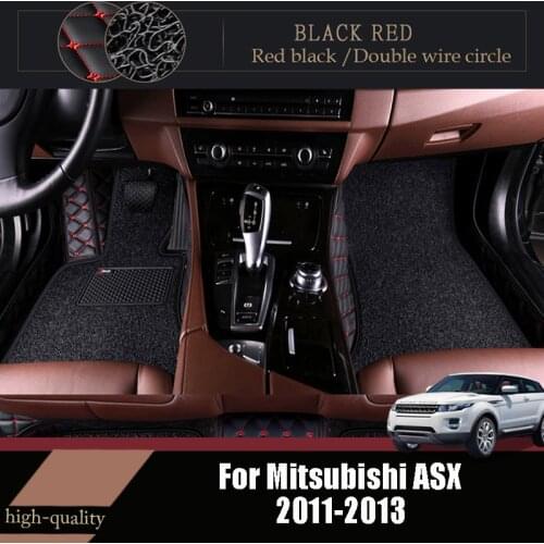 Luxury Double Layer Wire Loop Car Floor Mats Carpets For Mitsubishi ASX 2013 2012 2011 Custom Auto Styling Protector Covers Rugs