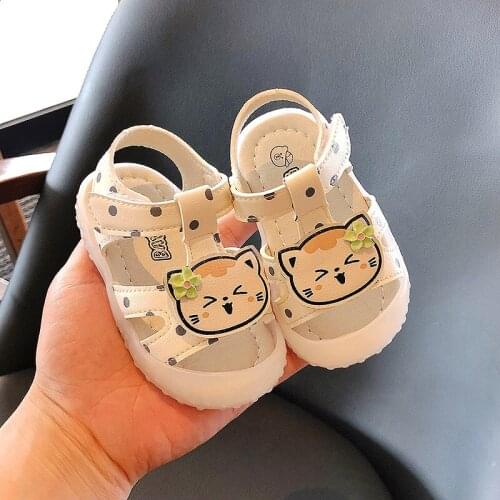 New 0-3 Years Baby Girls Cute Cat Beach Sandals First Walkers Infant Toddler Summer Princess Shoes Kids Non-Slip Shoe Size 15-25