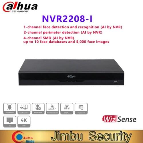 Dahua 8 Channel 1U WizSense Network Video Recorder NVR2208-I face detection face recognition 8ch nvr security camera system