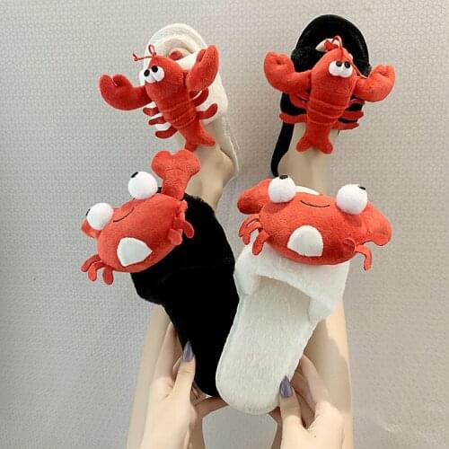 Cartoon Crayfish Funny Shoes Girls Lovely Indoor Slippers Ladies Home Shoes 2020 Fashion Plush Warm Slippers Women MTX90
