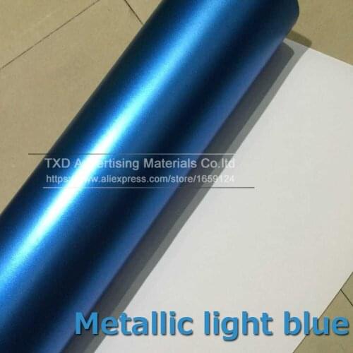10/20/30/40/50x152CM Chrome Metallic light blue Vinyl Sticker Matt Satin blue Car Wrapping Film Motorcycle Car Body Wrap Foil
