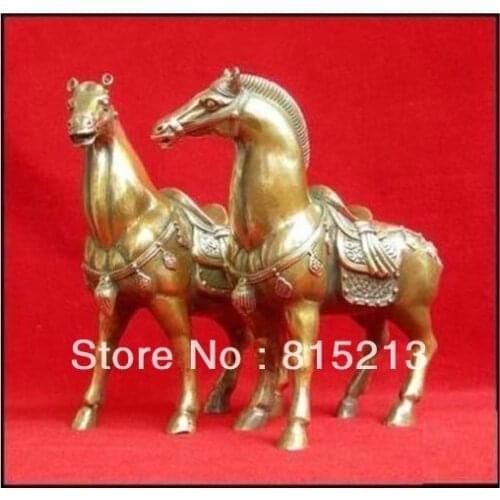 Wang 000103 Chinese bronze brass Horses Statue figurine 6.4"H