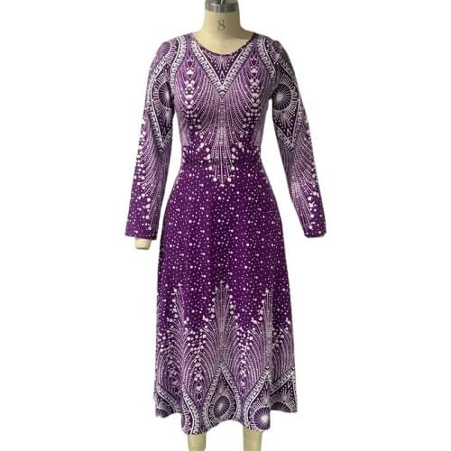 Spring Summer Dress Women 2021 Casual Plus Size Slim Ball Gown Maxi Dresses Elegant Vintage Print Sexy V Neck Long Party Dress