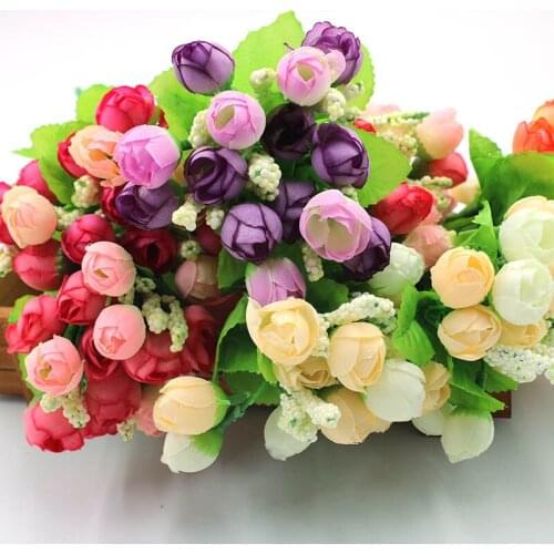 1 / artificial flower simulation rose buds fake spring star flower family reunion wedding decoration plant potted plants 15