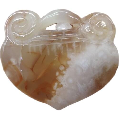 1pcs Natural The Cherry Blossom Agate Ruyi lock Mineral pendant Crystal Healing