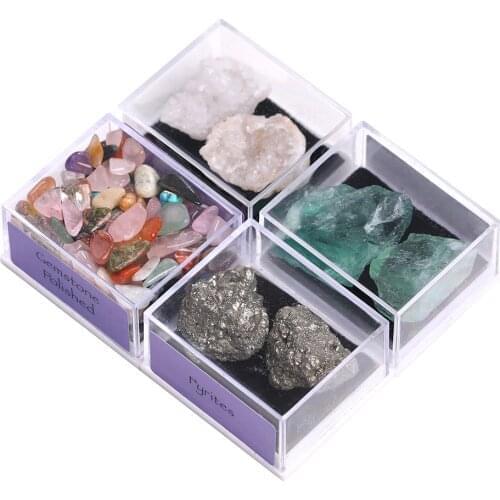 1PCS Natural Stone Tumbled Stone Crystal Fluorite Box Specimen Amethyst Citrine Rose Quartz material healing stones