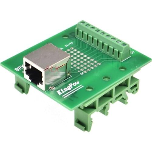1PCS RJ45 8p8c female socket to terminal block adapter pcb board RJ45 Ethernet connector converter Din Rail Mounting