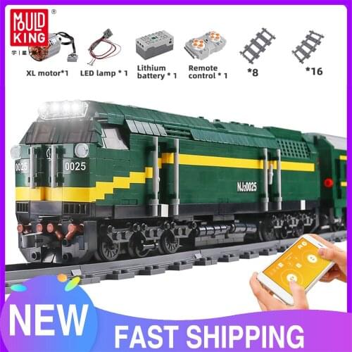 MOULD KING Eletric RC Train Toys Motorized Train China NJ2 Type Diesel Locomotive Railway Train Building Blocks Boys Gift