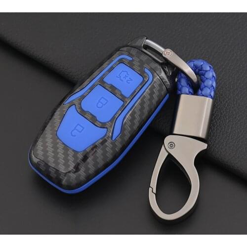 2019 Anti-fall Carbon fiber silicone Car Key Cover Case For Ford Focus 2 3 4 MK2 MK3 MK4 Kuga Edge Mondeo Fusion Ecosport Fiesta