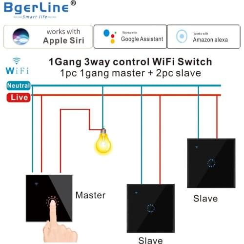 3pcs EU WiFi Smart 3 Way Switch 1 2 3 Gang Glass Wall Touch Switches smart life APP Remote Control Compatible Alexa Google Home