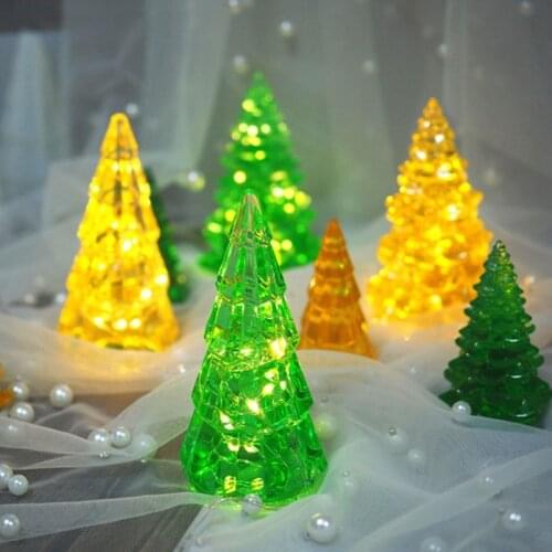 3D Christmas Tree Silicone Epoxy Resin Mold Multi Colored Fairy Night Lights LED Vase Base Light Christmas Tree DIY Mold