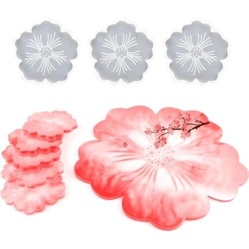 4Pcs/Set Flower Silicone Molds Coaster Resin Casting Mat Mould DIY Jewelry Making Tool Home Handmade Accessory