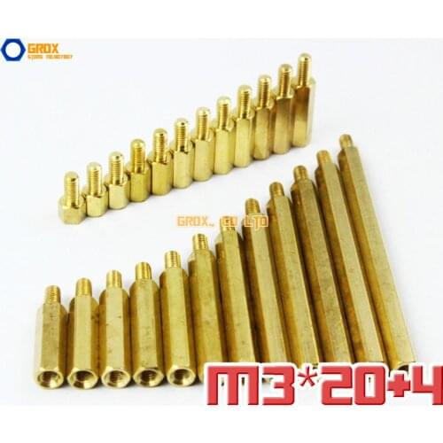 50 Pieces Brass M3 x 20 + 4mm PCB Female to Male Motherboard Standoff Hex Spacer
