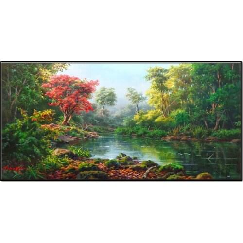 5d photo Round Diamond Painting Green forest landscape Full Drill Mosaic Home Decor stitch cross Handmade Embroidery A1001