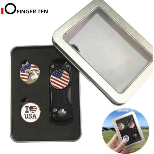 6 Pcs/Set Premium Golf Gifts Set Switchblade Divot Tool Hat Clip Ball Markers Usa Series for Men Women