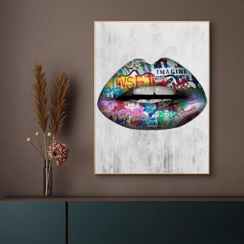 Abstract Sexy Lips Graffiti Art Wall Art Canvas Painting Nordic Posters And Prints Wall Pictures For Living Kids Room Decoration