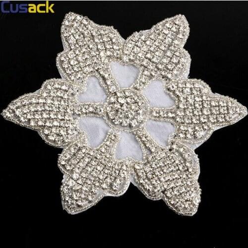 13*15 cm SNOW Crystal Rhinestones Applique for Wedding Dress Belts Bags Hats Sewing Accessories Lace Trims Iron on High Quality