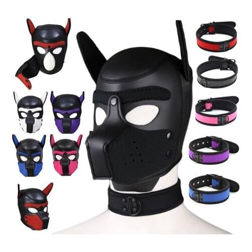 Bdsm Bondage Puppy Play Dog Hood Mask Slave Neck Collar Full Head Restraint Neoprene Party Mask Pet RolePlay Sex Toys For Couple