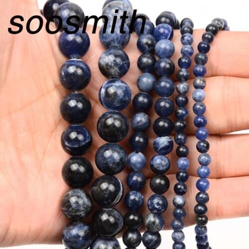 Blue Natural Stone Beads Loose Spacer Beads For Jewelry Making Diy Craft Charm Bracelet Necklace Handmade Accessories