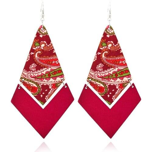Retro Flower Pattern Long Wooden Dangle Earrings Multicolors Bohemia Lovely Jewelry For Women Europe Style, Item NO.: JY4109