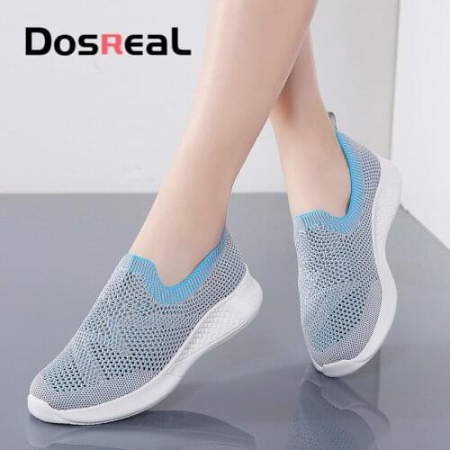 Dosreal Womena Flats Shoes Summer Outdoor Breathable Sneakers Shoes For Females Slip-on Fashion Shoes Outdoor Moccasins