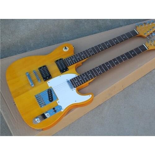12 string double string + 6 string double neck electric guitar transparent yellow body rosewood fingerboard, free delivery