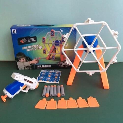 Electric Rotating Target Childrens Toy Puzzle Board Game Children Wheel Target Shooting Toy With 6Pcs Soft Bomb