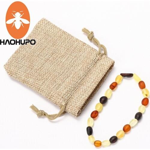 Hao Hu Po Baltic RAW Amber Natural Baltic Amber Elastic String Bracelet Oval Shape Geometric Gifts GIC Anniversary lovers