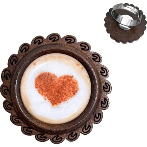 Coffee Latte Chocolate Printing Love Heart Art Rings Carving Flower Clover Cat Glass Cabochon Wood Rings Jewelry For Women Girls