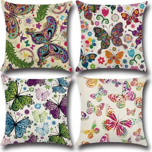 Beautiful colorful butterfly pillow case back cushion cover cushion cover sofa car quilt cover home decoration