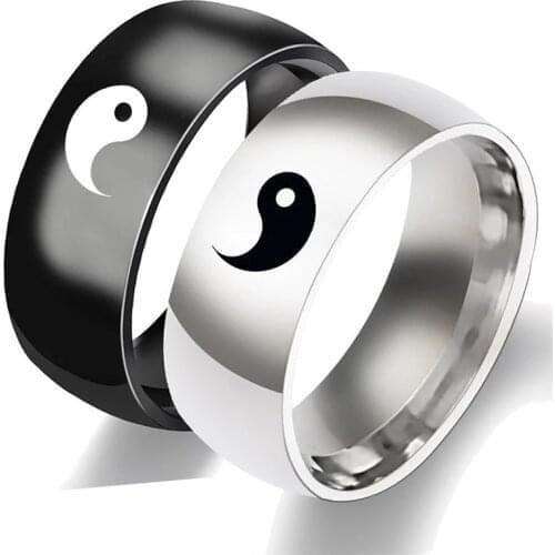 Creative Chinese Style Tai Chi Rings for Men Women Fashion Yin Yang Gossip Punk Couple Accessories Jewelry Gifts for Best Friend