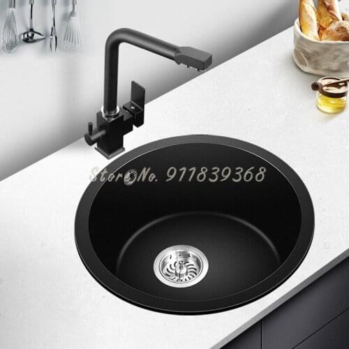 Quartz Stone Round Sink Single Bowl Kitchen Sink Bar Counter Island Sink Granite Sink