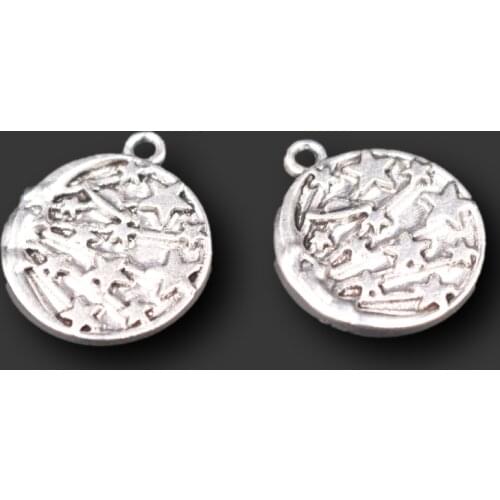 15pcs Silver Color Centennial Meteor Metal Round Tag Pendant Retro Bracelet Metal Accessories DIY Charms Jewelry Crafts Findings