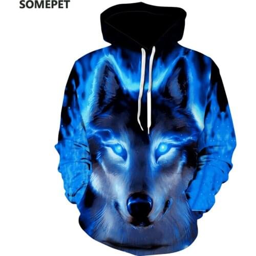 Fashion Men Wolf Animal 3D Printed Hooded Hoodies Men / Womens Shinning Wolf Design Sweatshirts 3D Harajuku Hoody