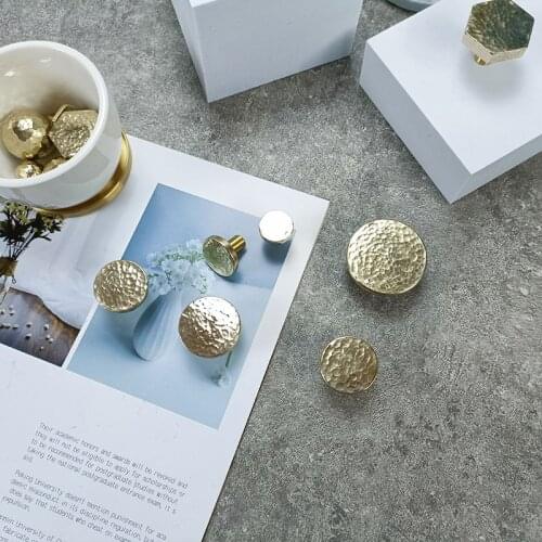 Brass Cabinet Wardrobe Drawer Knob Handmade Hammered Furniture Handle Light Luxury Kitchen Bedroom Bathroom Hardware