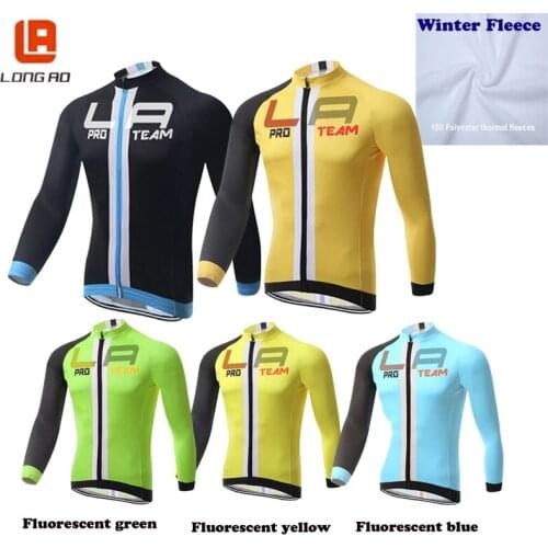 Winter fleece Cycling men Cycling jersey Long sleeve Thrasher clothing Roupa ciclismo Bicycle sport wear Fluorescent color