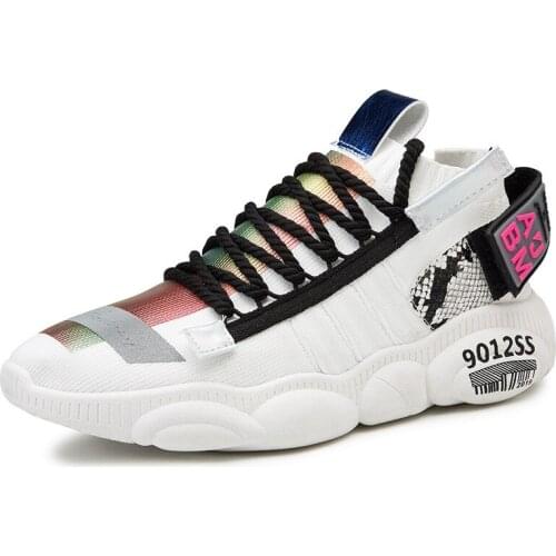 Men High Top Chunky Sneakers Casual Leisure Walking Shoes Lace Up Mesh Breathable Running Sports Tennis Shoes