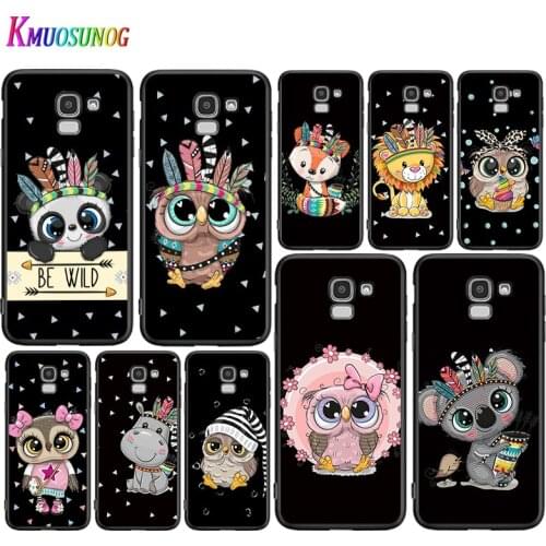Cute Cartoon Animals Cover for Samsung Galaxy J8 J7 Duo J6 J5 Prime J4 Plus J3 J2 Core 2018 2017 2016 Black Soft Phone Case