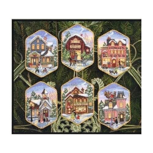 Oneoom Top Quality Lovely Hot Sell Counted Cross Stitch Kit Christmas Village Ornament dim 08785