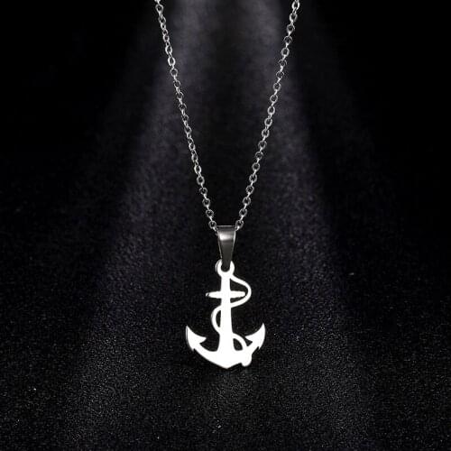 Stainless Steel Minimalist Jewelry Anchor Cross Pendant Necklace Unisex High Quality Choker