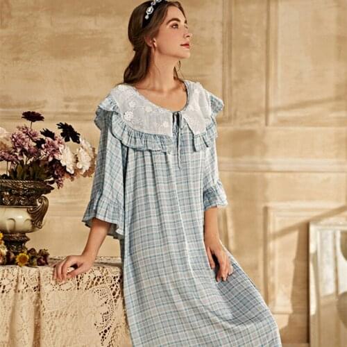 Nightgown Women Summer Sleepwear Romantic Nightgown European Medieval Retro Nightgown