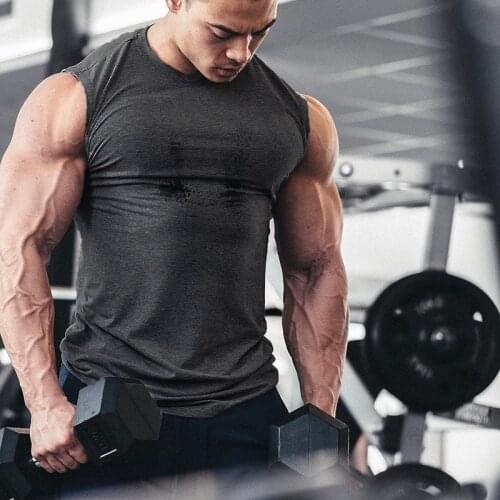 Solid Color Men Tank Top 2021 Bodybuilding Tight Undershirt Gym Muscle Male Fashion O-neck Running Sports Sleeveless Tank Tops