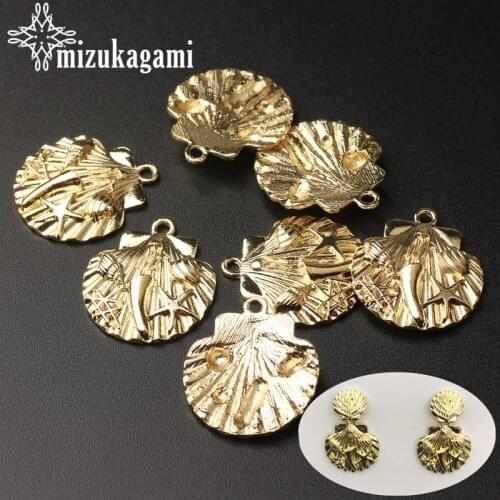 Zinc Alloy Golden Ocean Shells Shape Charms Pendant 6pcs/lot For DIY Bohemia Bracelet Jewelry Making Finding Accessories