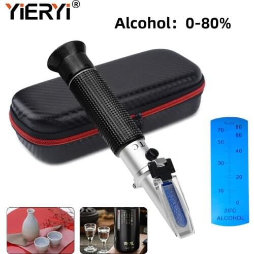 Portable Alcohol Refractometer 0-80% V/V Design For Liquor Alcohol Content Tester ATC Refractometer With Black Bag