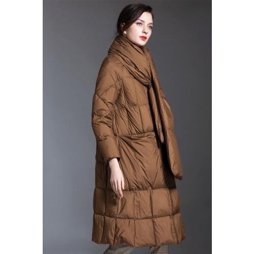 Down Jacket Female 2020 Winter New European White Duck Down Thick Fashion Jacket female dark brown