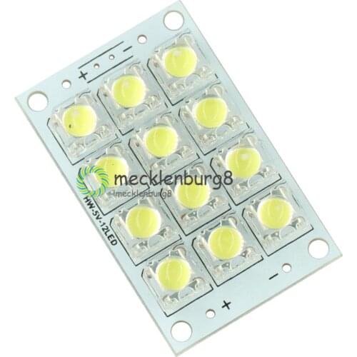 12 LED Super Bright White LED Piranha Board Night LED Lights Lamp 5mm High Brightness DC 3V-5V