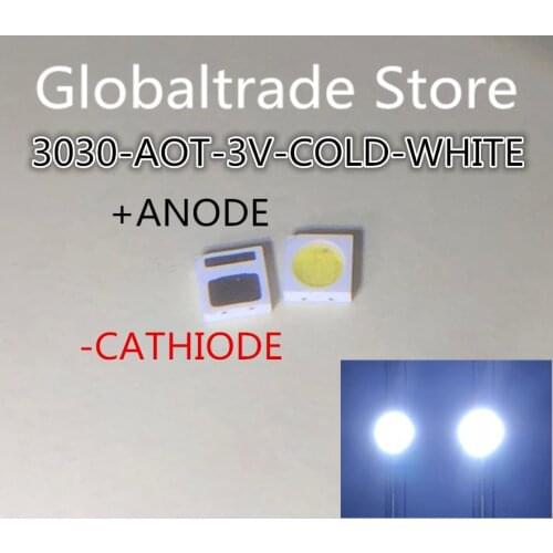 200PCS AOT Backlight High Power LED 1.5W 3V 3030 94LM Cool white LCD Backlight for TV Application EMC 3030C-W3C3 aot