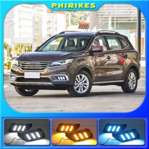 LED Daytime Running Lights DRL Fog Lamp with Yellow Turn Signal Lamp For Roewe RX5 2016 2017 2018